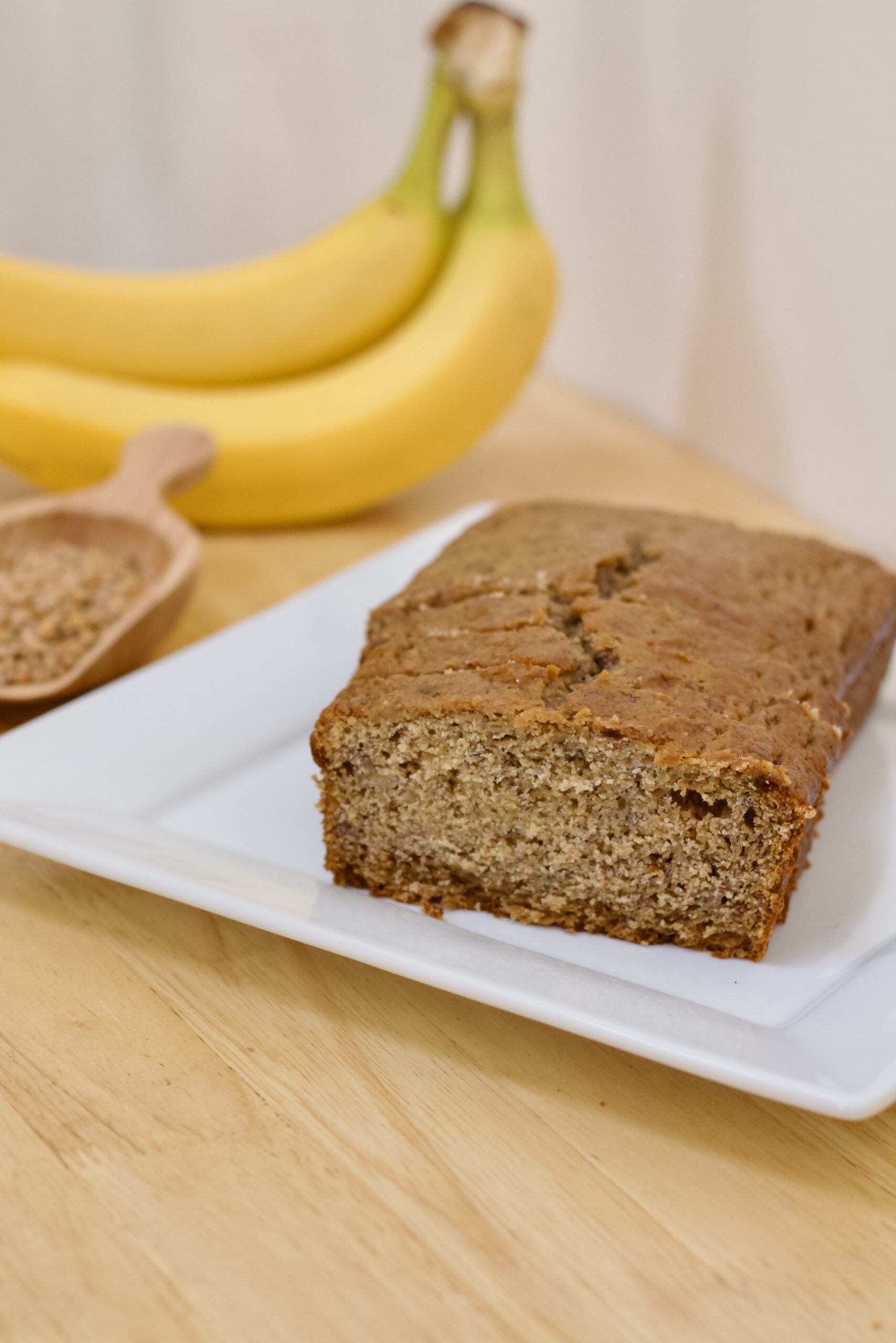 Photo of Brother Casper's whole grain banana bread made with organic ingredients.